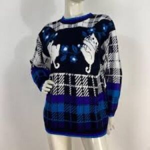 Vintage JJ Browne Made in USA Whimsical Cat Lover Sweater Size XL